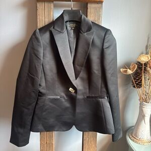 TAHARI ARTHUR S. LEVINE LUXE Blazer Womens‎ Sz 4 Black Tailored Satin Whimsygoth